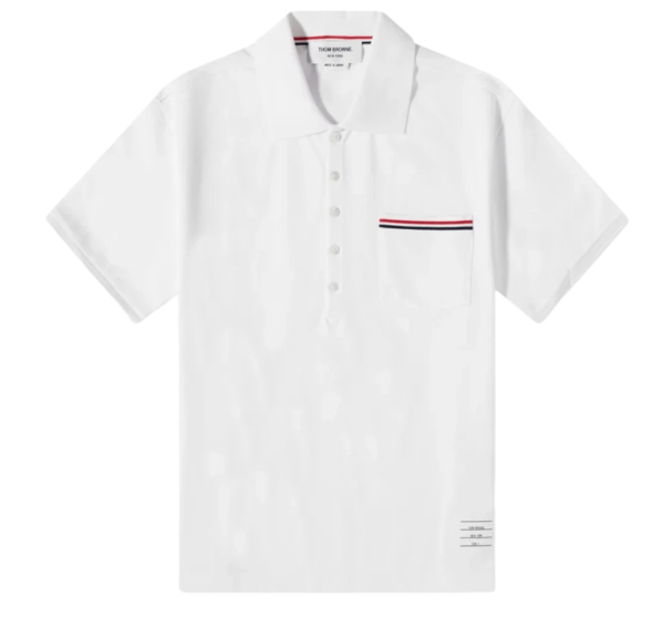 Thom Browne RWB Pocket Trim Pique Polo Shirt White