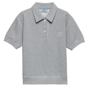 (W) Prada Cotton Fleece Polo Shirt Grey