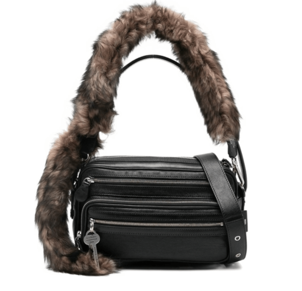 ACNE STUDIOS shearling-trimmed leather shoulder bag