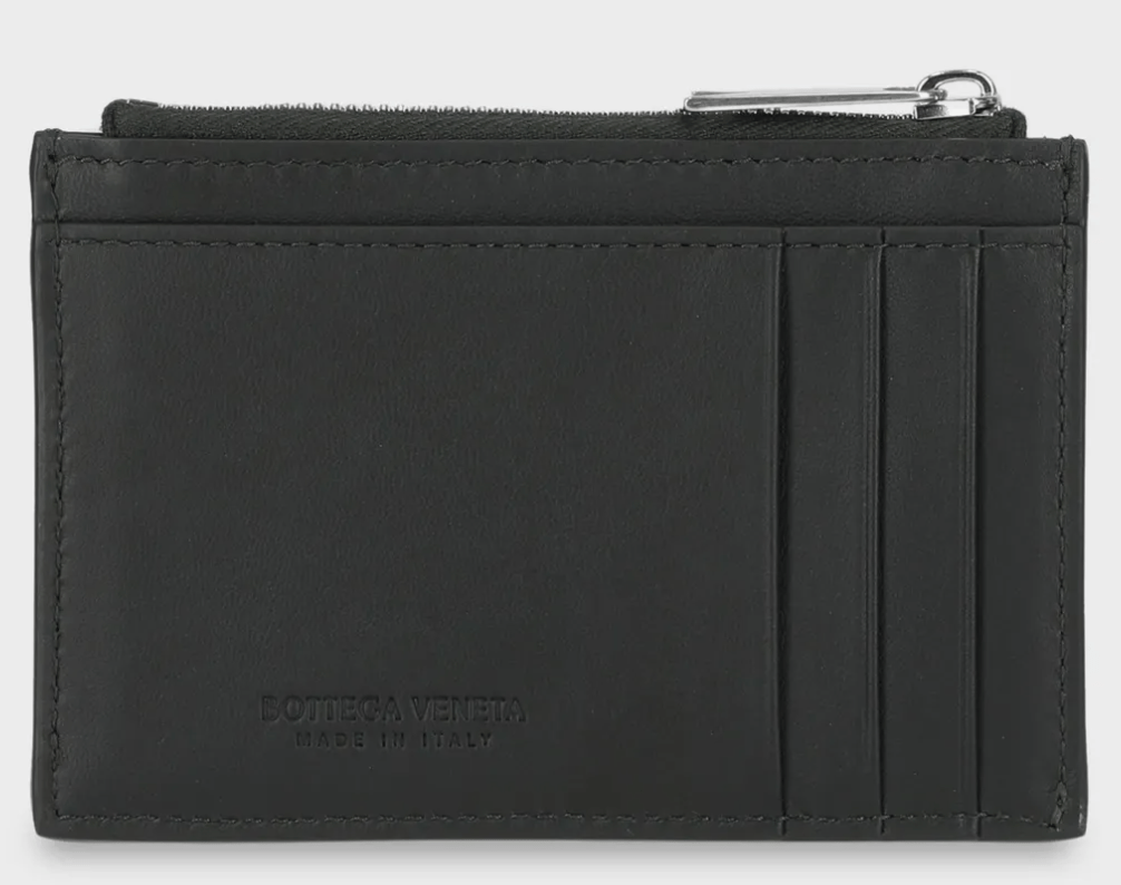 Bottega Veneta Intrecciato Diagonal Zipped Card Case Dark Green