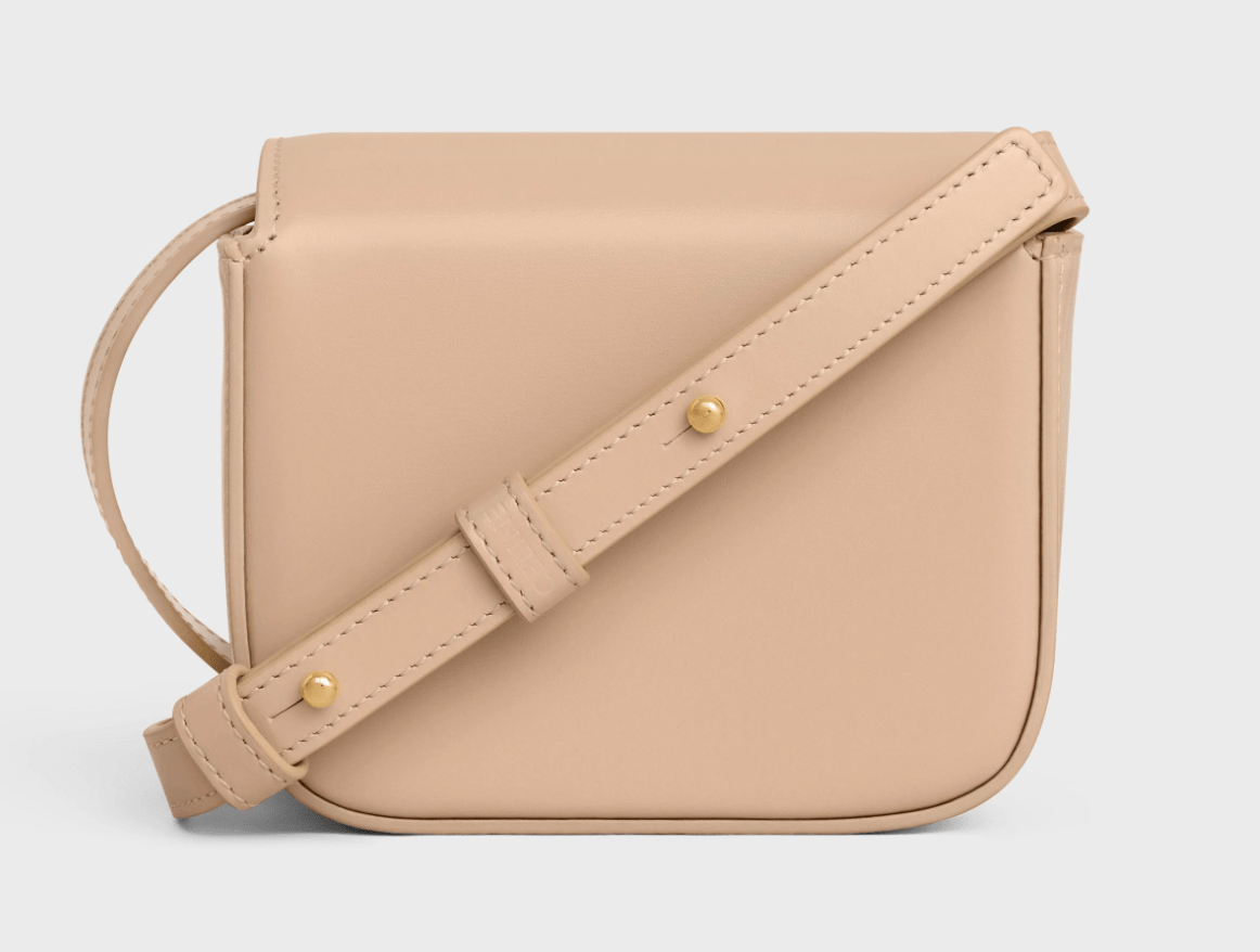 Celine Mini Claude Bag in Shiny Calfskin Oat Beige