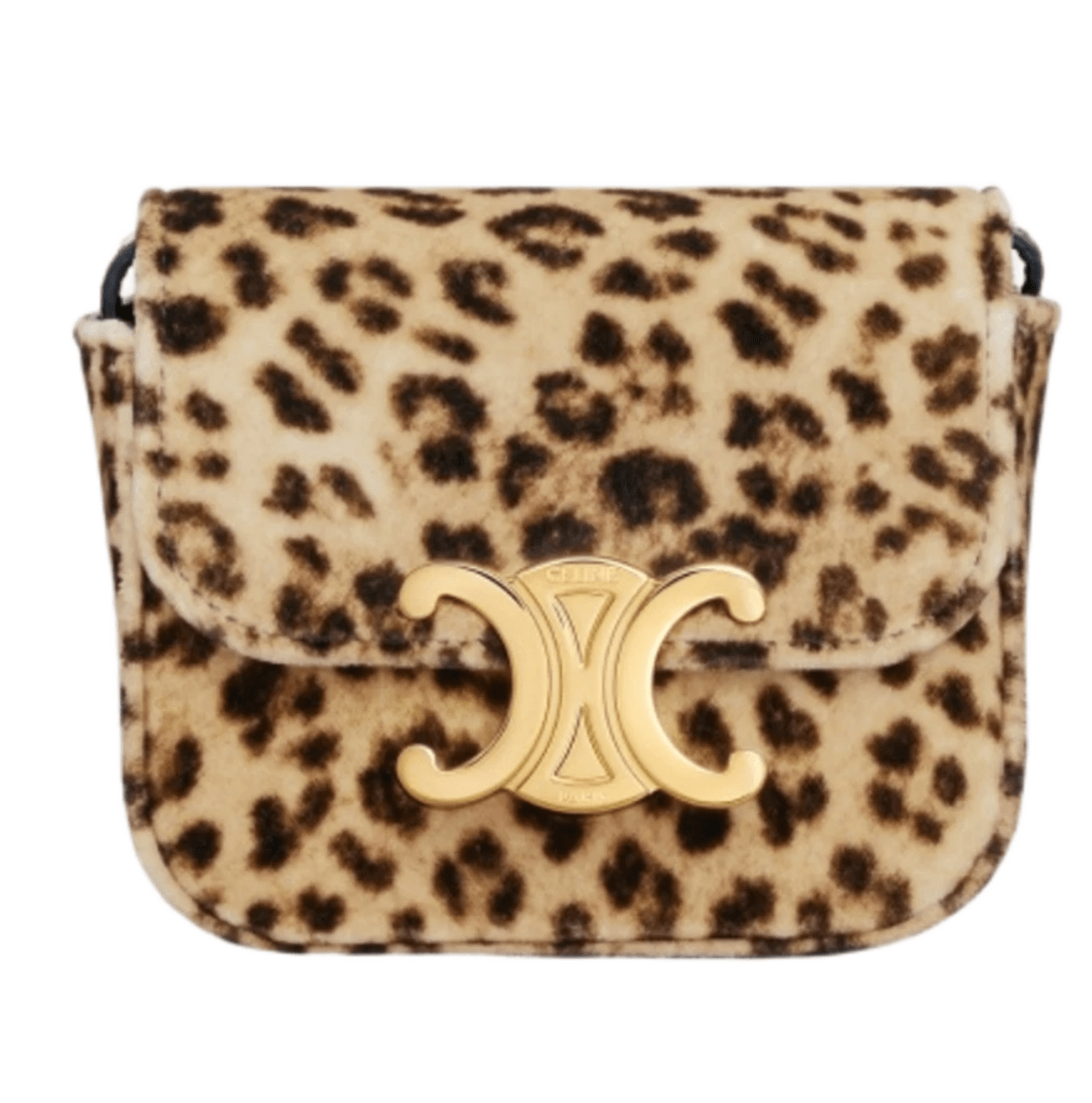 Celine Mini Claude in Velvet with Leopard Print Leopard