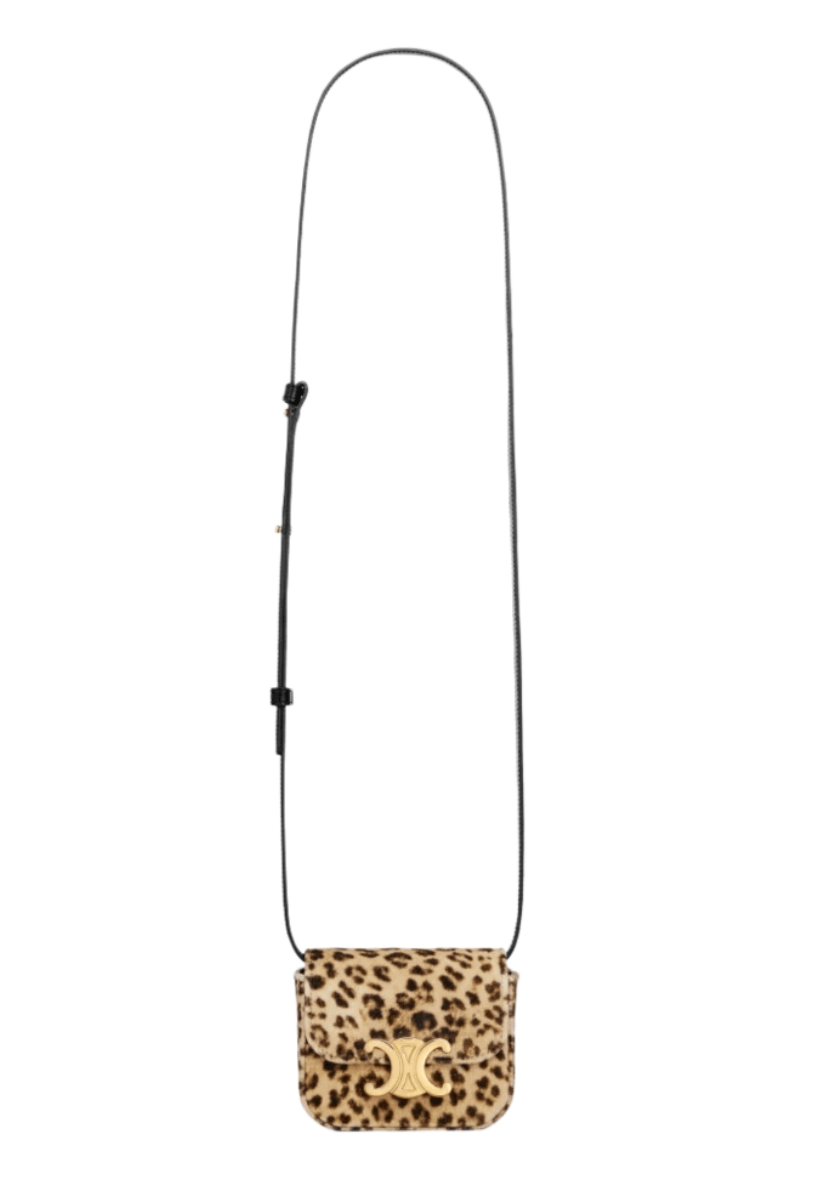 Celine Mini Claude in Velvet with Leopard Print Leopard