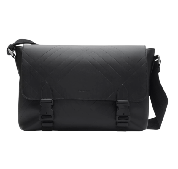 Embossed Check Buckle Messenger Bag