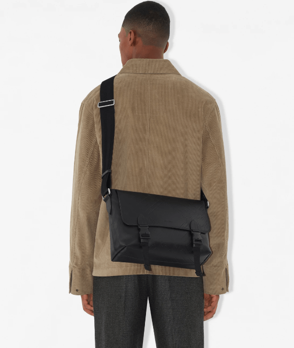 Embossed Check Buckle Messenger Bag