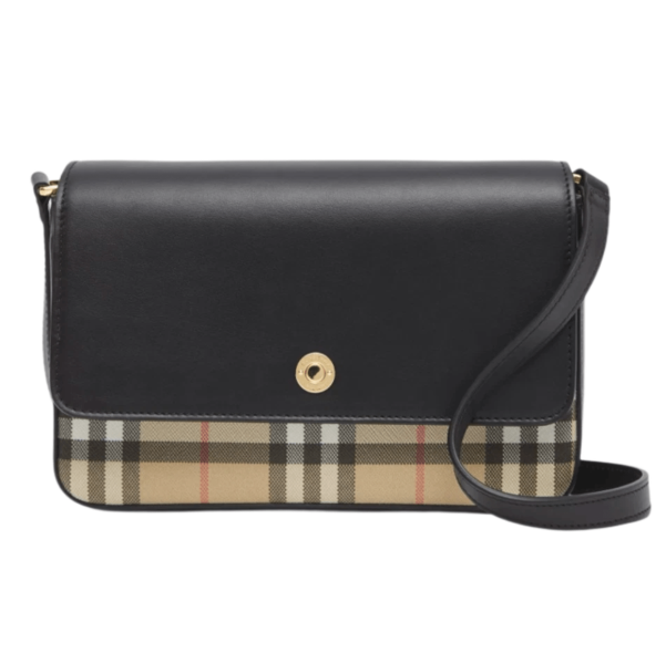 Burberry Vintage Check and Leather Penny Bag Archive Beige Black