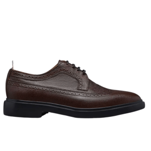 Thom Browne Pebble Grain Leather Lightweight Rubber Sole Longwing Brogue Brown