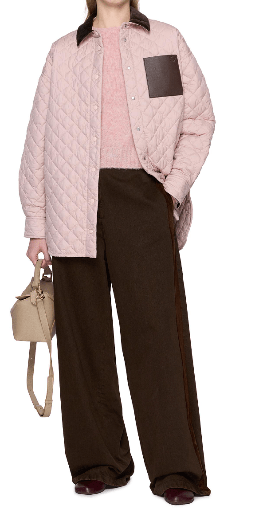 Corduroy Collar Leather Pocket Quilted Jacket 