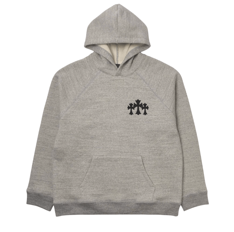 Chrome Hearts Nylon Cemetery Cross Patch CH Back Logo Hoodie Grey