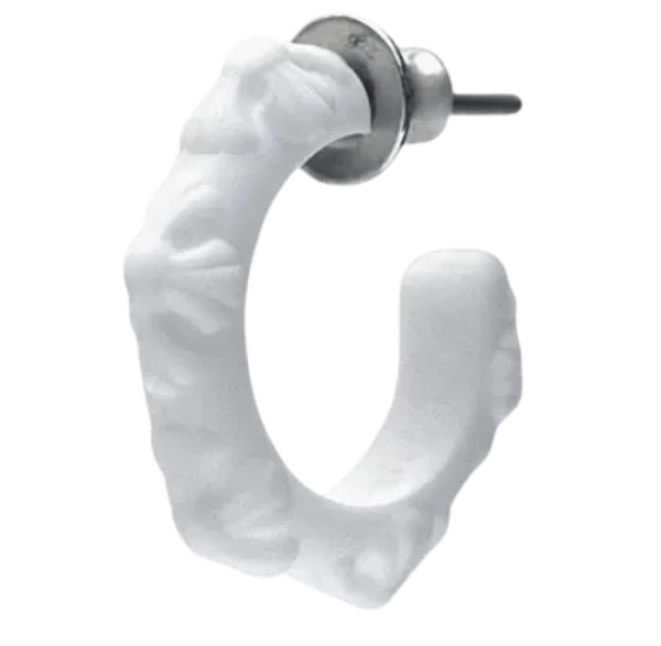 Chrome Hearts Silichrome CH Cross Single Hoop Earring White 2025