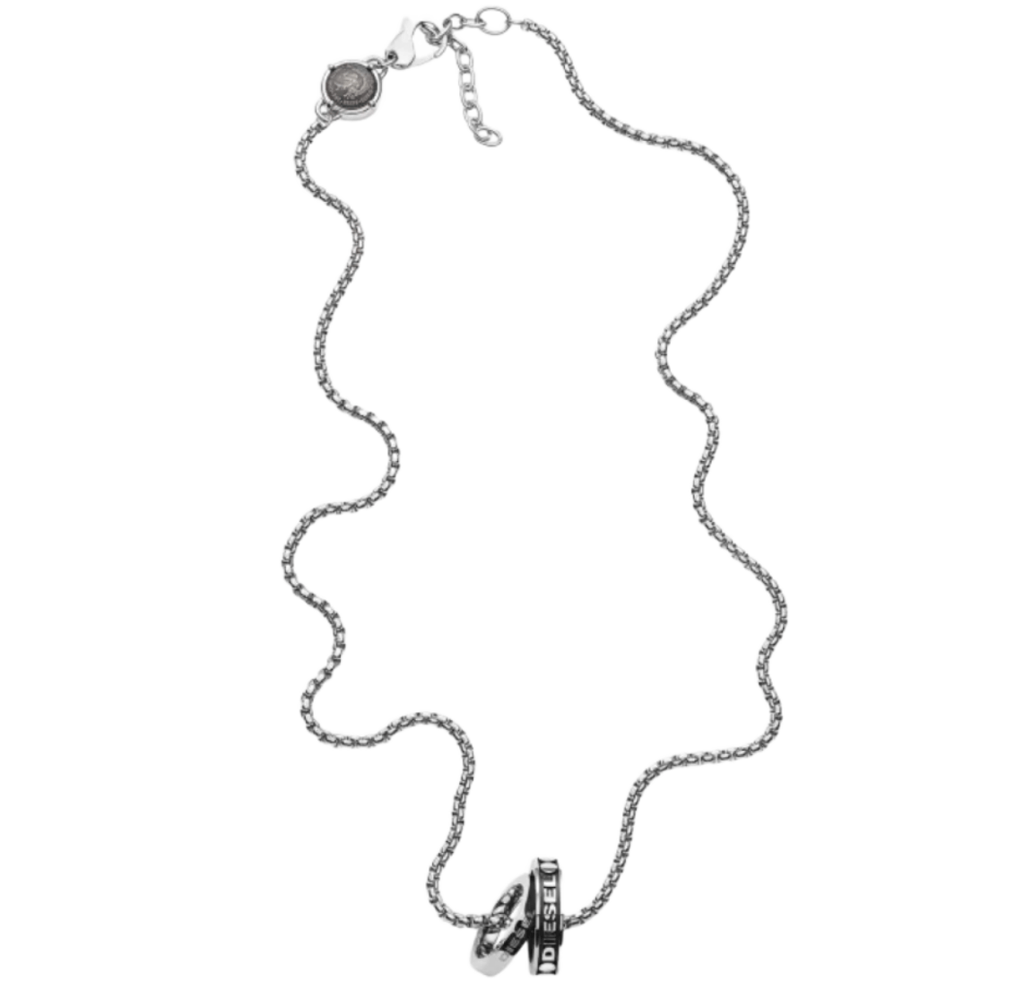 Diesel Dx1168040 Stainless Steel Double Pendant Necklace Silver