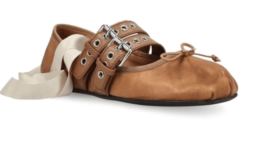 Miu Miu nappa and calf leather buckle-strap ballerina flats