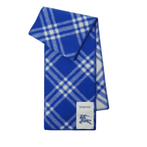 Check Wool Scarf - Knight blue