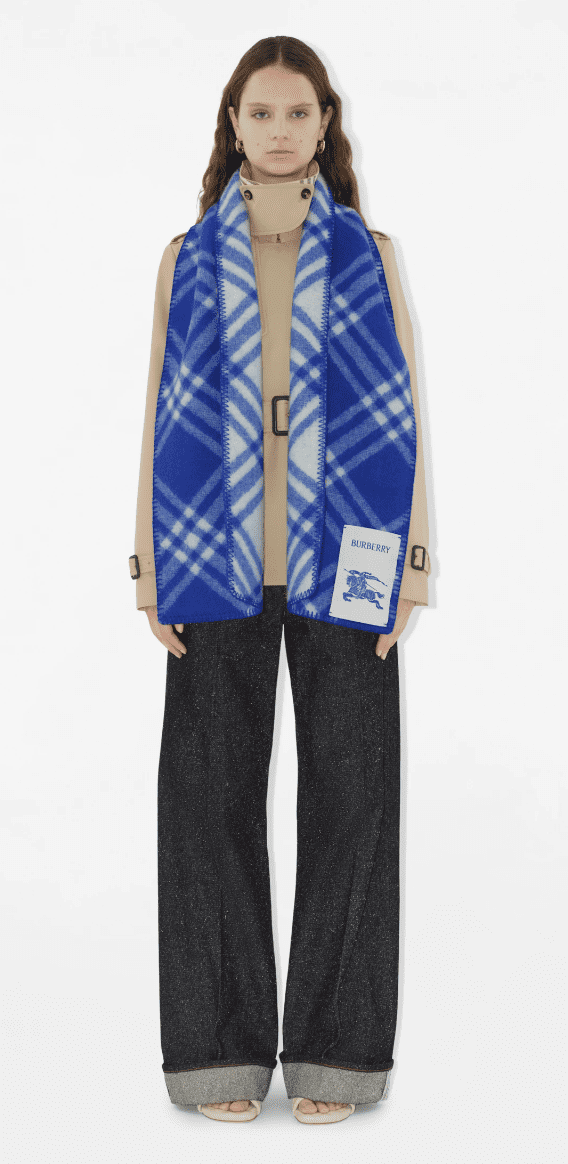 Check Wool Scarf - Knight blue