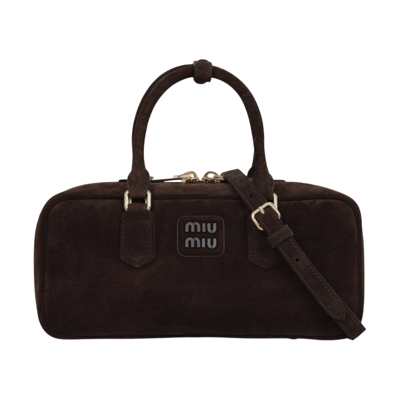 Miu Miu Arcadie Suede Bag Dark Brown