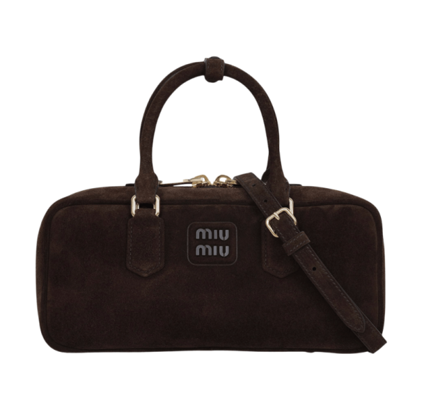 Miu Miu Arcadie Suede Bag Dark Brown