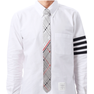 Plaid Check Jacquard Silk Knit - white