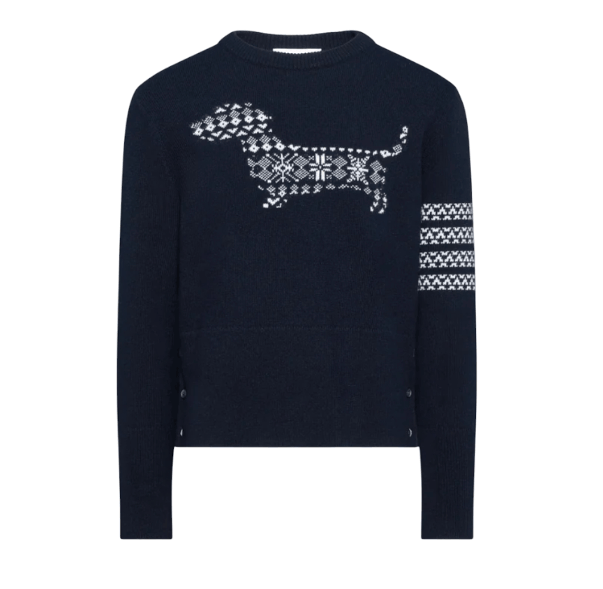 26SS Merino Wool Holiday Hector 4-Bar Pullover Knit navy