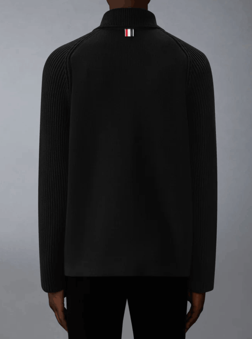 Mixed Stitch Cotton Cashmere Zip-Up Jacket 