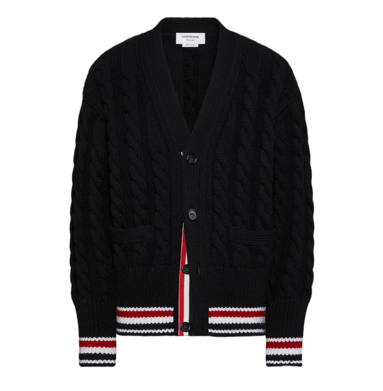  Merino Baby Cable Stitch RWB Stripe Cardigan 