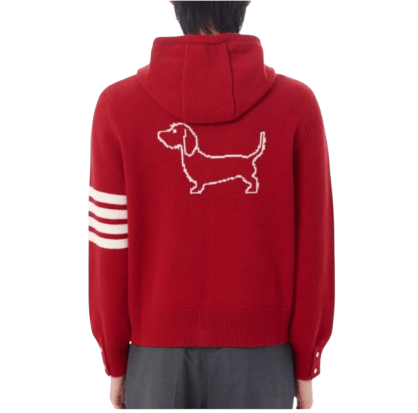 Hector Intarsia Merino Zip-Up Hoodie - red