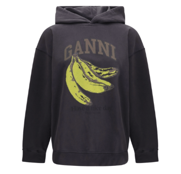 DARK GREY BANANA GRAPHIC HOODIE 
