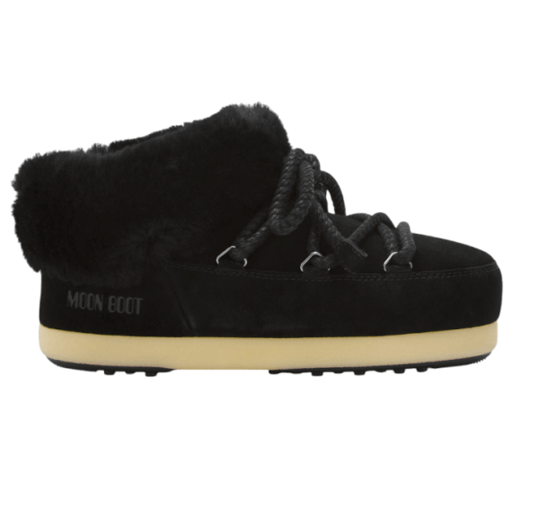 MOON BOOT EVX BLACK SUEDE MULES 