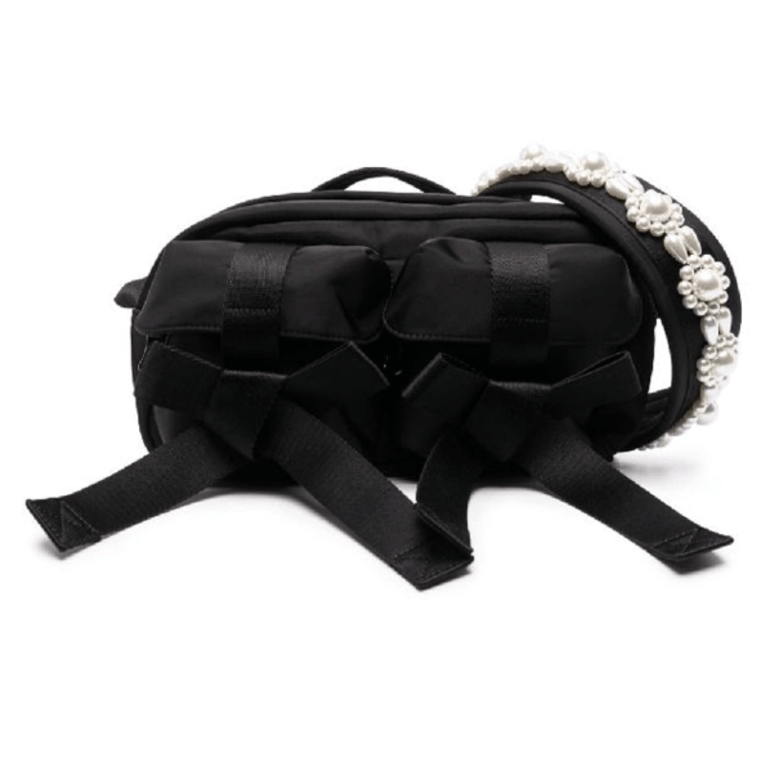 Beaded Classic Bow Crossbody Bag Black