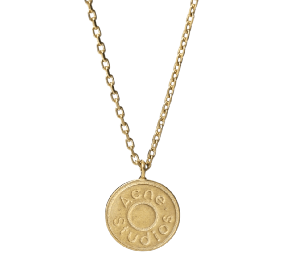 Acne Studios Rivet Charm Necklace Semi Matt Gold