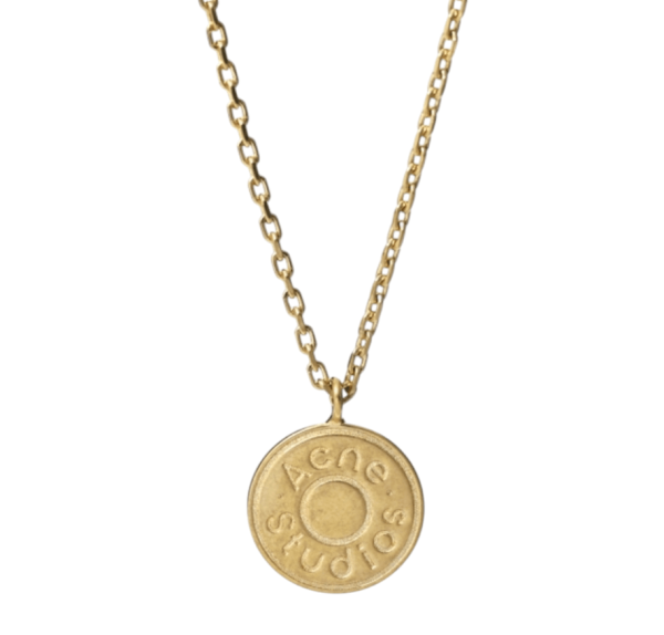 Acne Studios Rivet Charm Necklace Semi Matt Gold