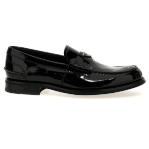 Prada men's black patent leather loafer