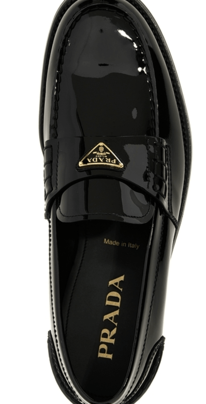 Prada men's black patent leather loafer