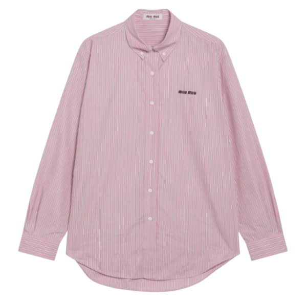 Oversized Pink Striped Poplin Shirt 