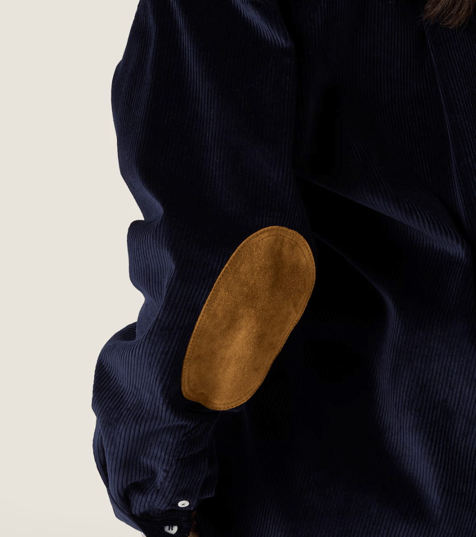 Navy Corduroy And Suede Shirt