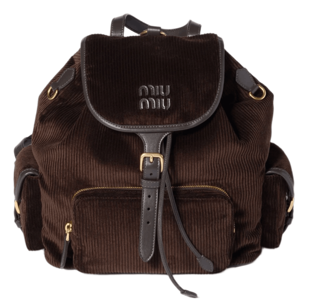 Miu Miu Corduroy Backpack Ebony