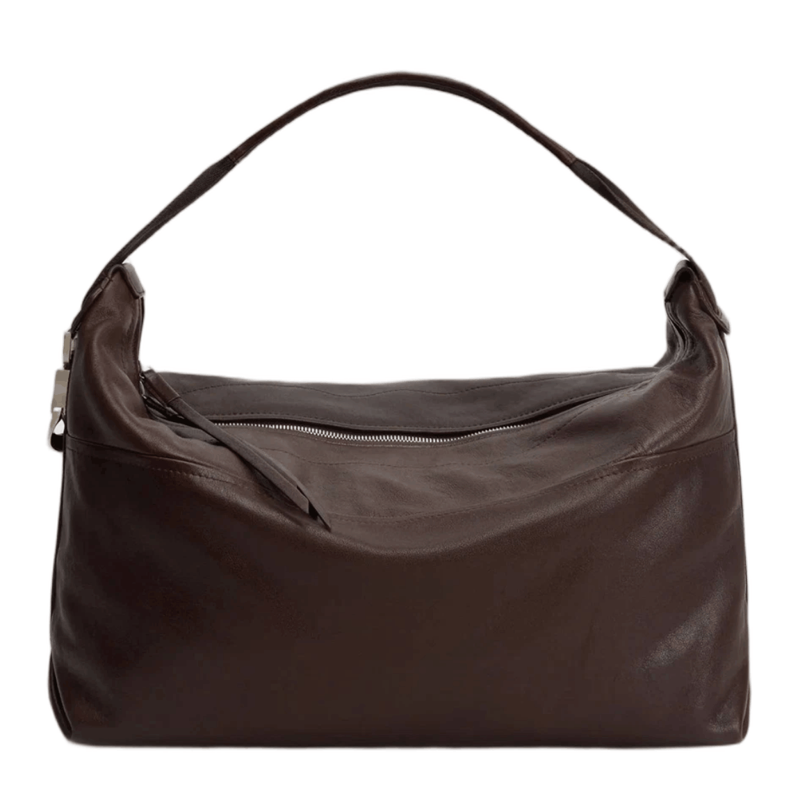 Lemaire Paper Lux Leather Berlingot Hobo Bag  Espresso