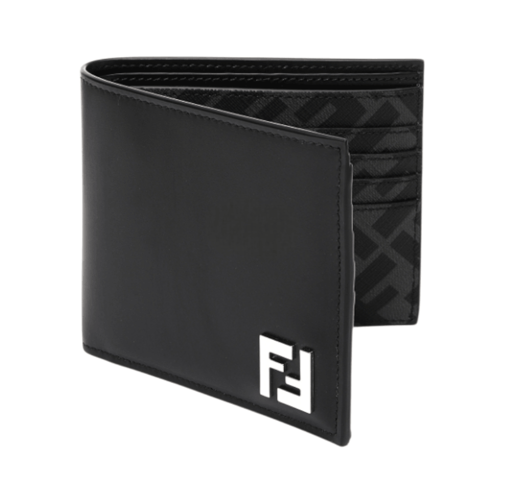 Fendi FF Square Leather Bi-Fold Wallet Black