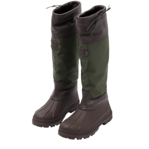 (W) Celine Riley High Boot In Nylon and Calfskin Darkbrown Khaki