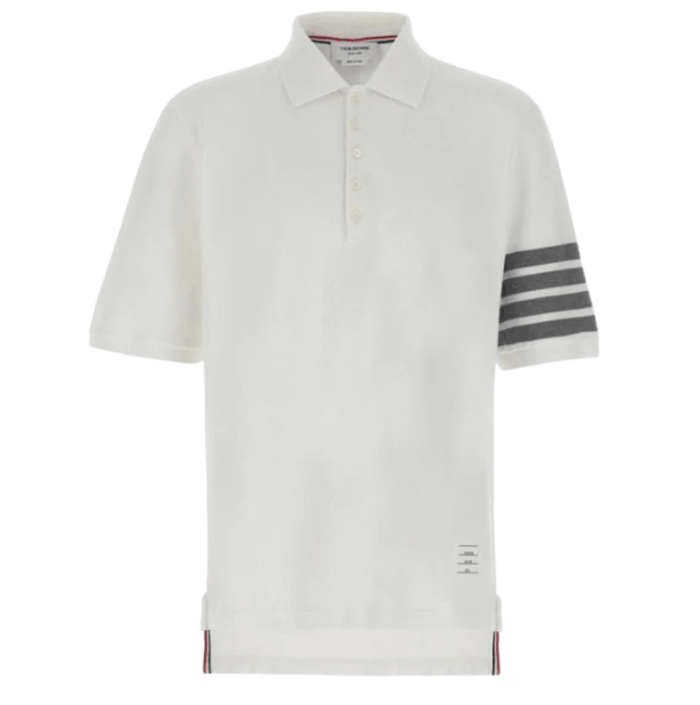 Thom Browne Classic Pique 4-Bar Short Sleeve Polo White
