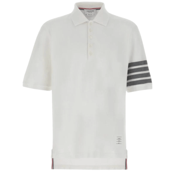 Thom Browne Classic Pique 4-Bar Short Sleeve Polo White