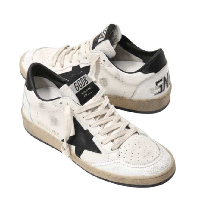 (W) Golden Goose Ball Star In Nappa With Black Star And Black Heel Tab