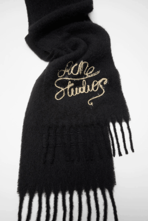 Acne Studios Wool Logo Muffler Black