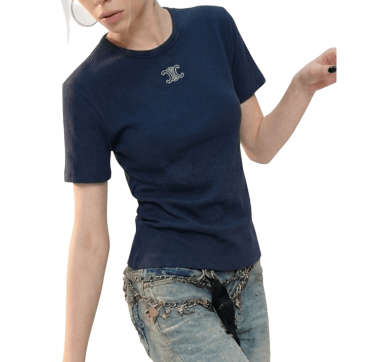 TRIOMPHE T-SHIRT IN RIBBED COTTON JERSEY 