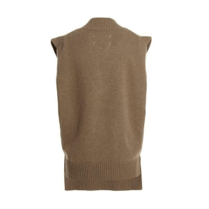 Maison Margiela Sleeveless V-Neck Sweater Camel
