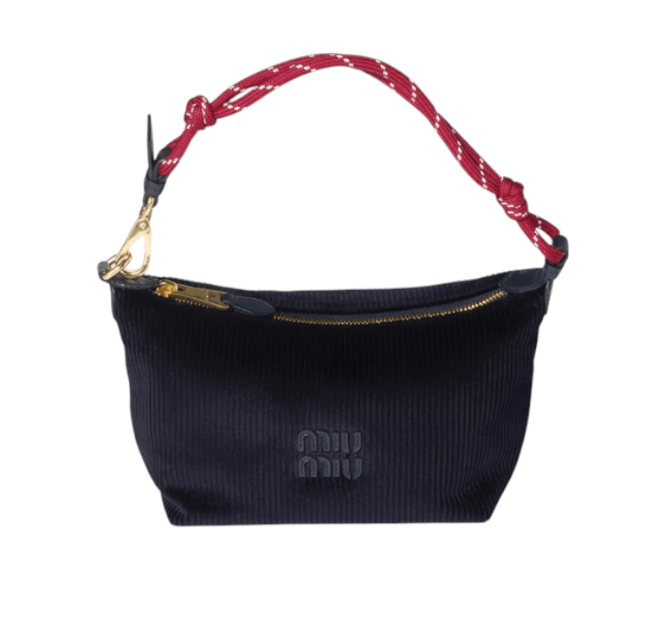 Navy Blue/amaranth Corduroy Pouch 