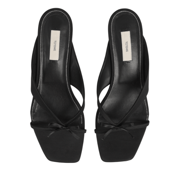 Bow Satin Sandals black