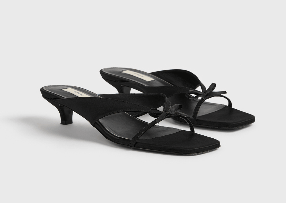 Bow Satin Sandals black