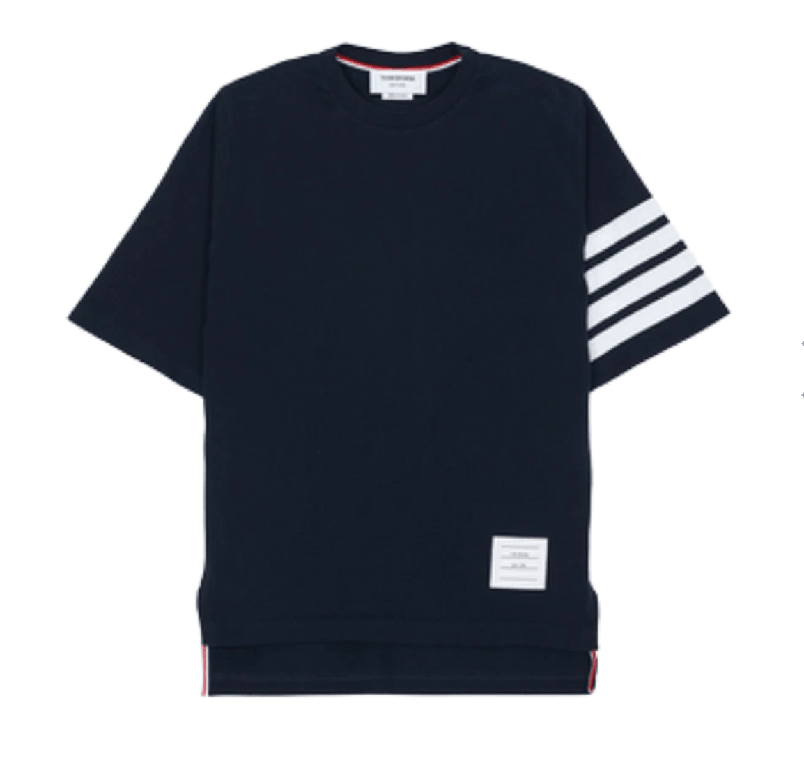 (W) Thom Browne Jersey 4-Bar Short Sleeve T-Shirt Navy