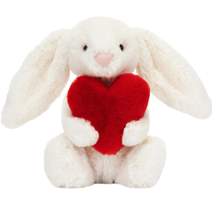 Jellycat Bashful Red Love Heart Bunny Small Cream