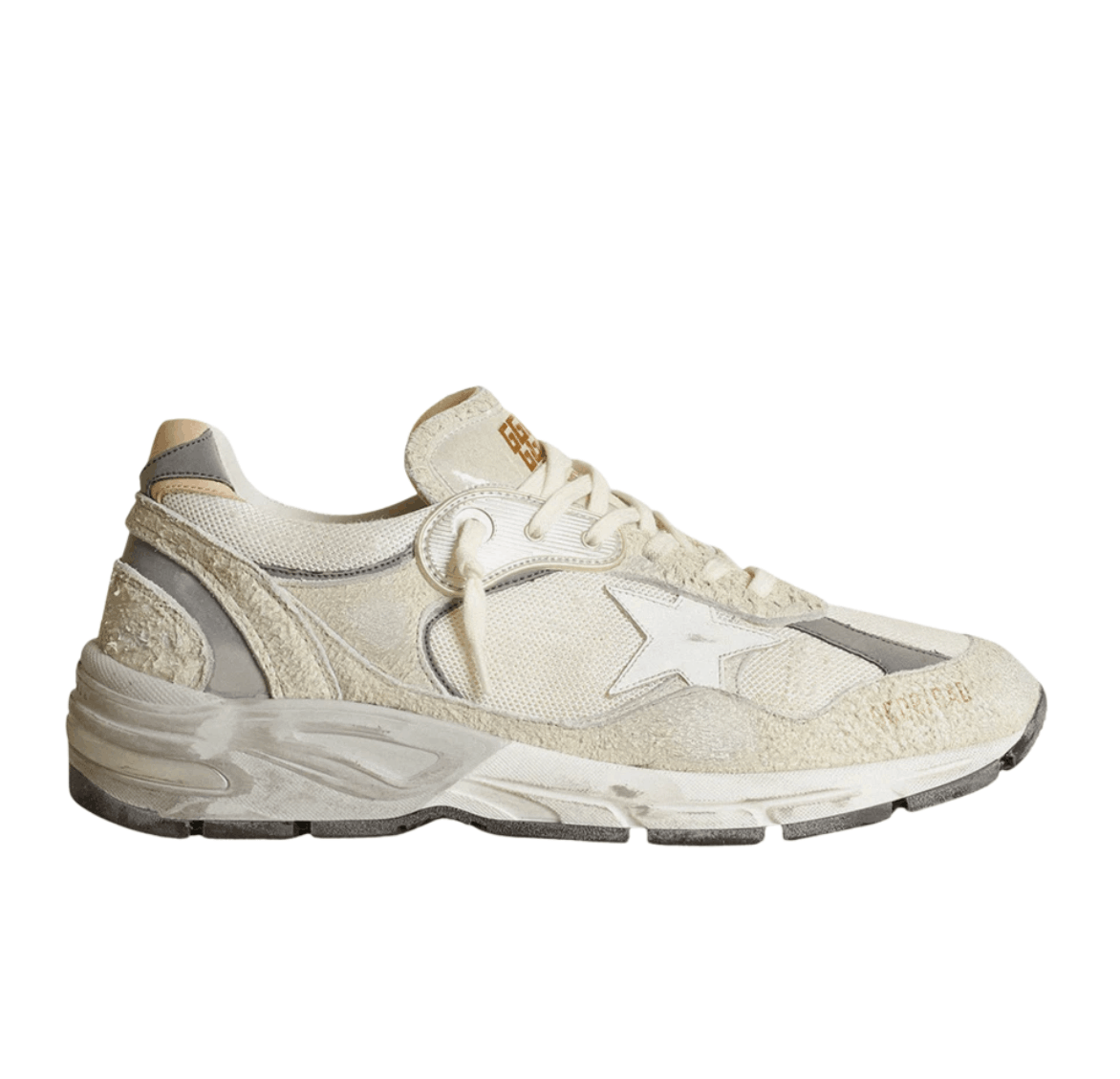 (W) Golden Goose Mesh and Suede Leather Dad-Star Sneakers White Beige
